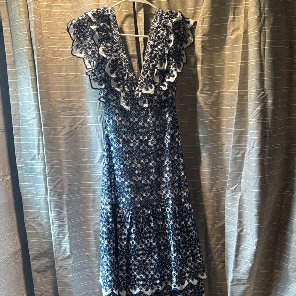 Elegant Black and White Lace Dress